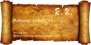Rohony Urbán névjegykártya